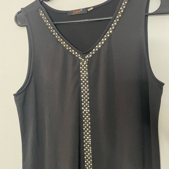 Vtg Dex Black Mini Dress with Silver Detailing - Picture 3 of 7